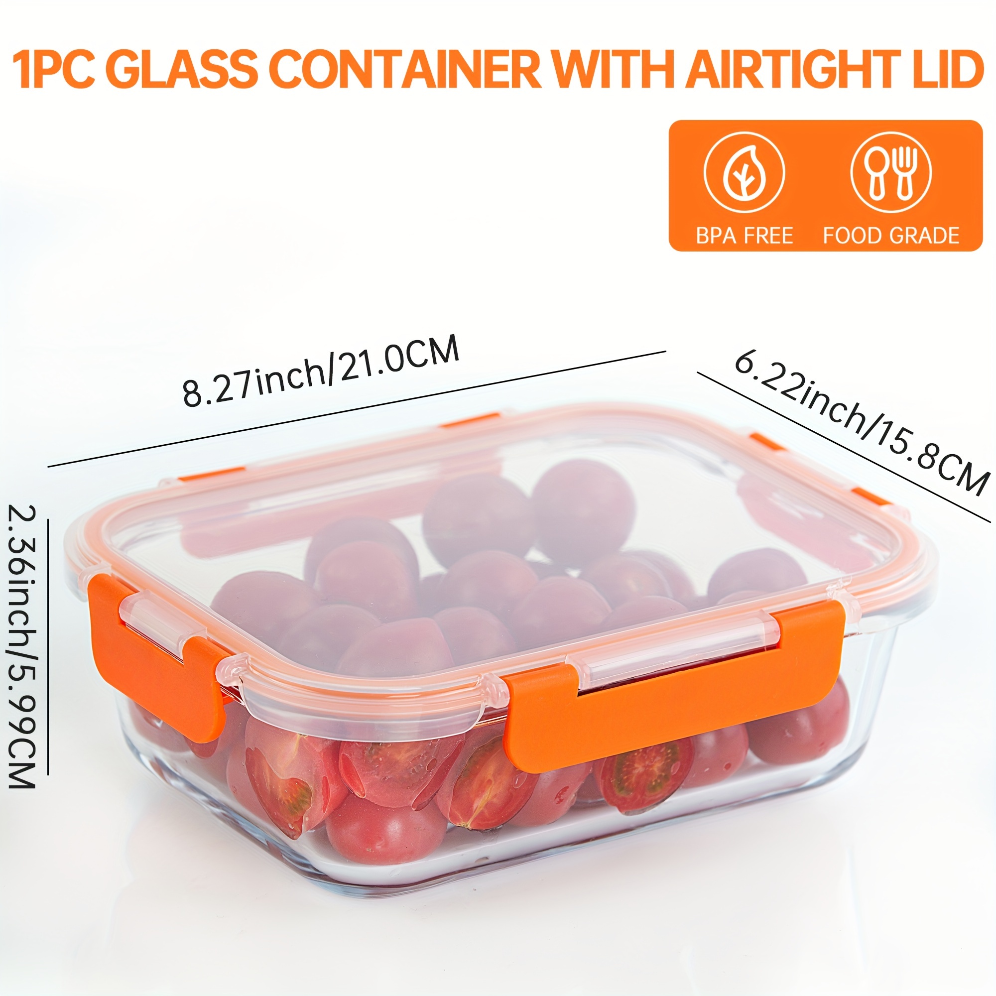 High Borosilicate Tempered Glass Food Storage Container With