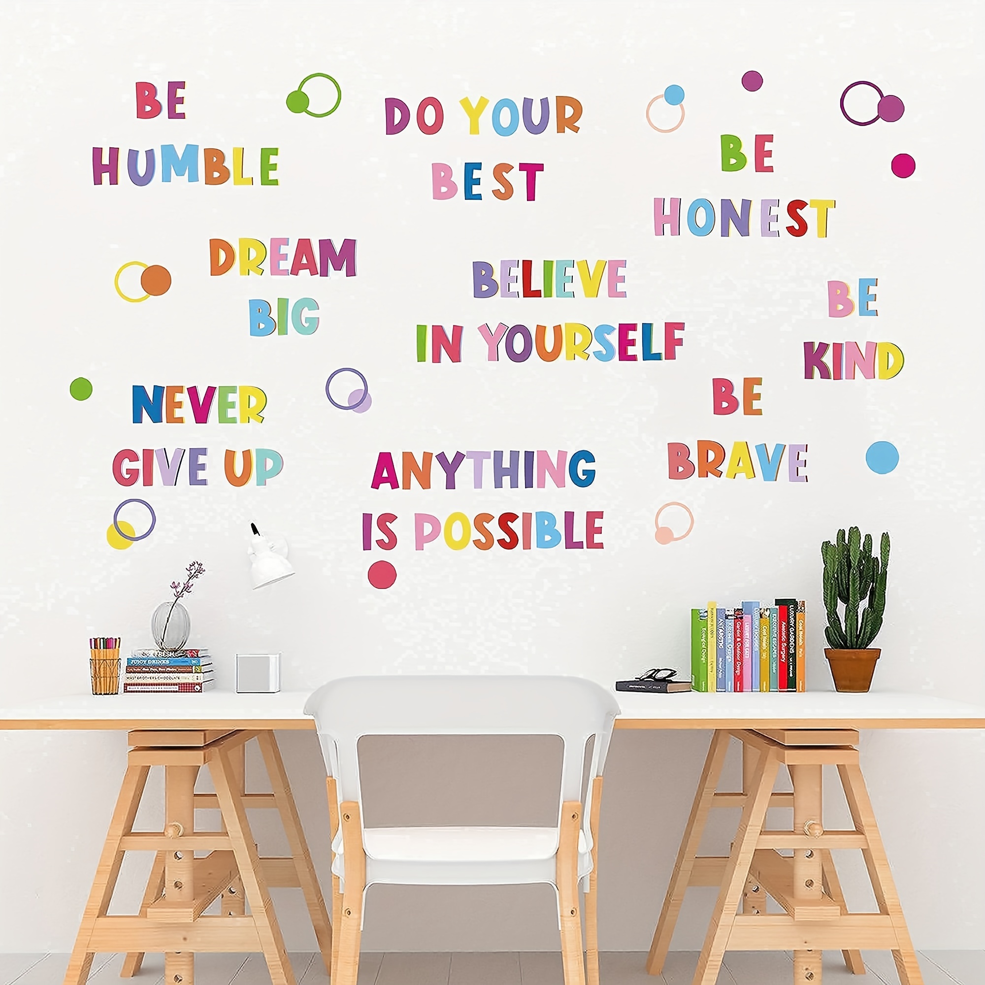 

Colorful Inspirational Quotes Wall Decals - Positive Saying Wall Decor Stickers To Brighten Up Bedrooms, Classrooms, And Playrooms