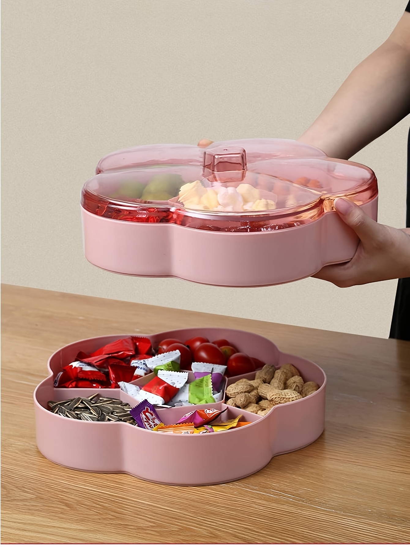 KUNIJIWA Snack Storage Box, Dried Fruit Tray, 6 Plastic Compartment Box  Clear Organizer - for Candy, Fruits, Nuts, Snacks Parties Entertaining(9.84  *