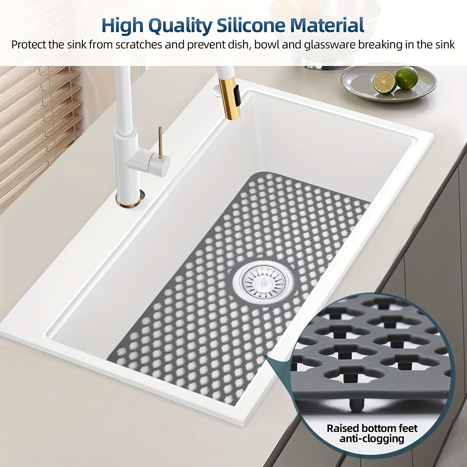 Silicone Sink Mat, Sink Protectors For Kitchen Sink, Sink Mat, Grid Non-slip  Folding Sink For Bottom Of Farmhouse Stainless Steel Porcelain Sink Pad -  Temu