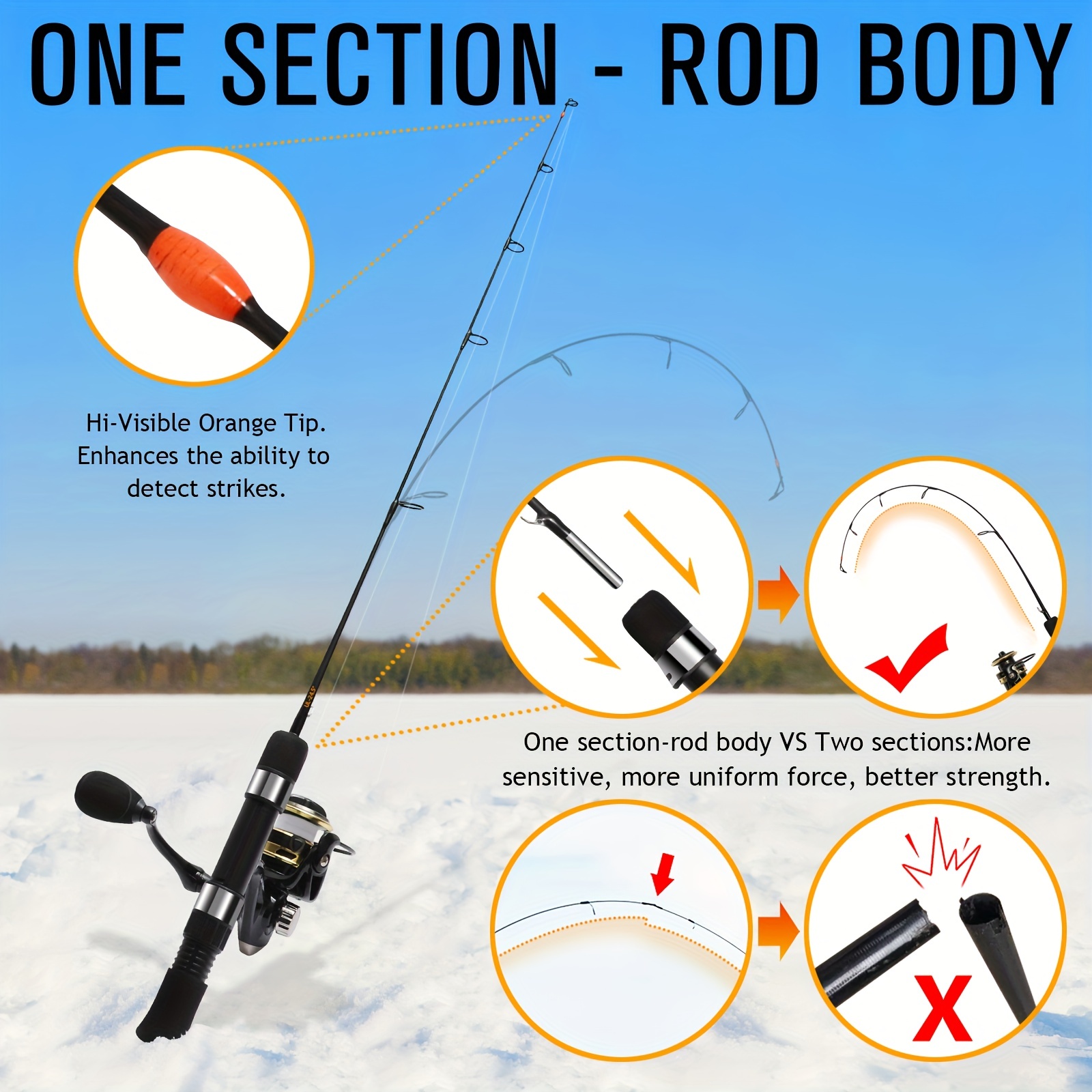 Ice Fishing Rod Spinning Rod Casting Rod Short Portable Plug - Temu Canada