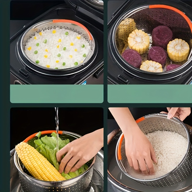 Expandable Stainless Steel Steamer Basket Vegetable Collapsible Steam  Cooking Insert For Steaming Food - Temu