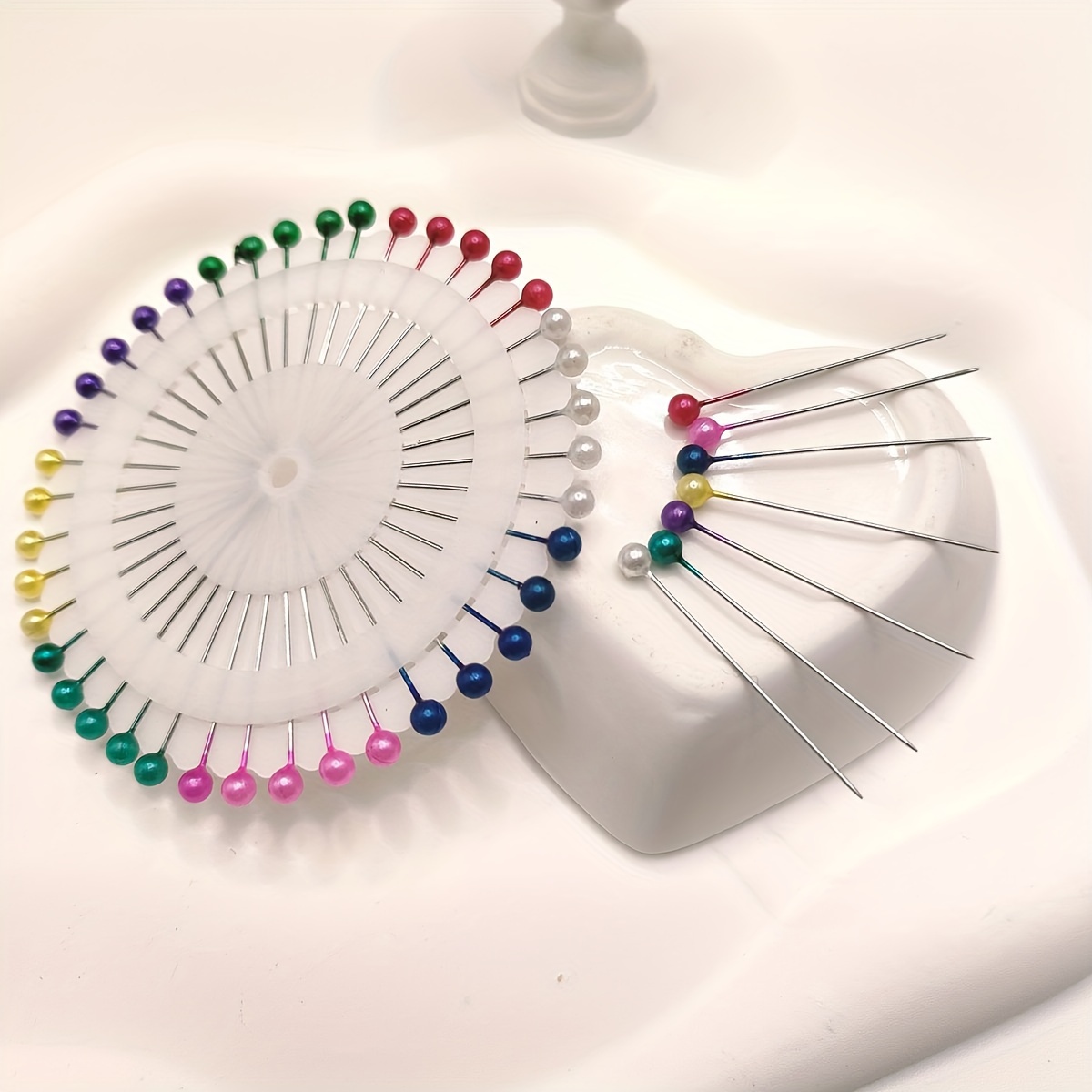 Straight Pins Diy Handmade Pearlescent Needles With Color - Temu