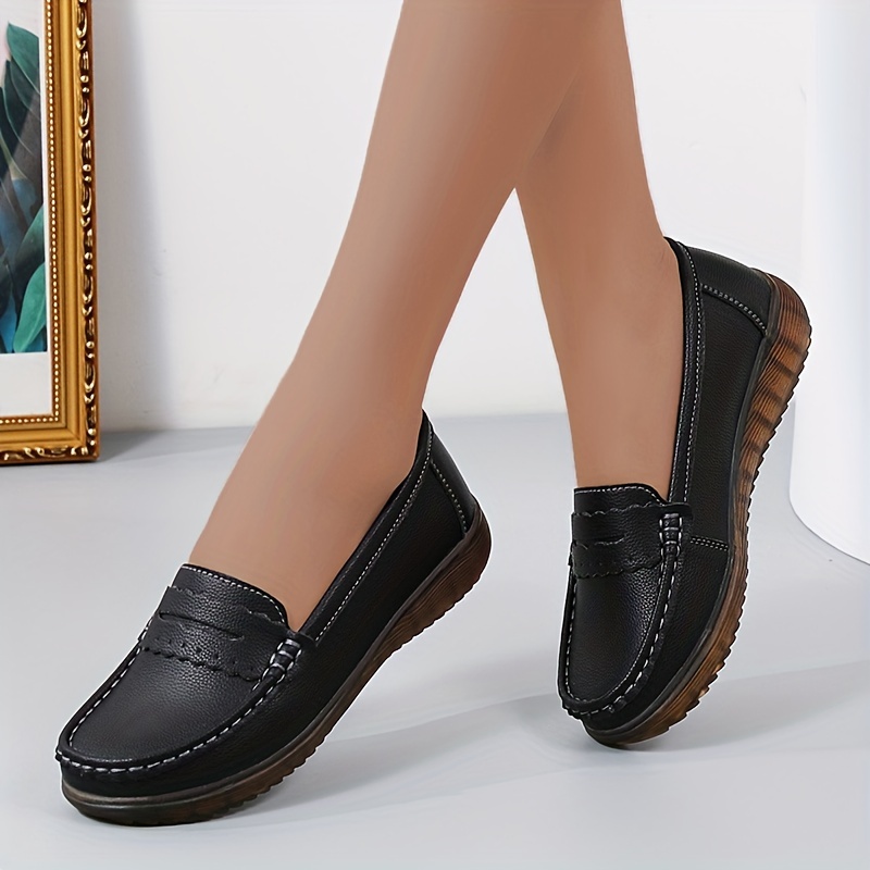 Women's Solid Color Penny Loafers Comfort Soft Sole Slip - Temu United  Kingdom
