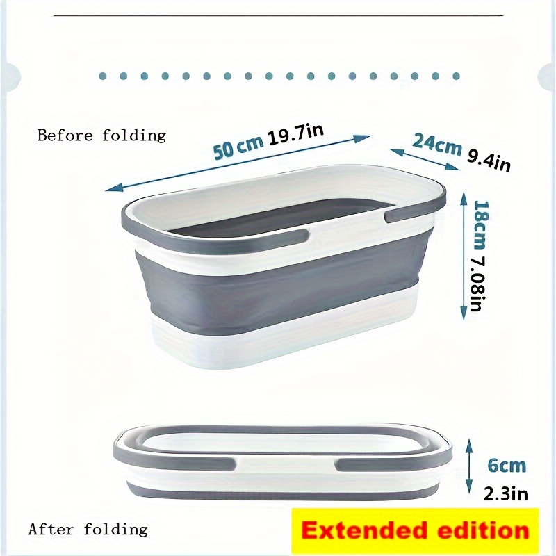 Large Capacity Foldable Floor Mop Bucket With Hand Basket - Temu