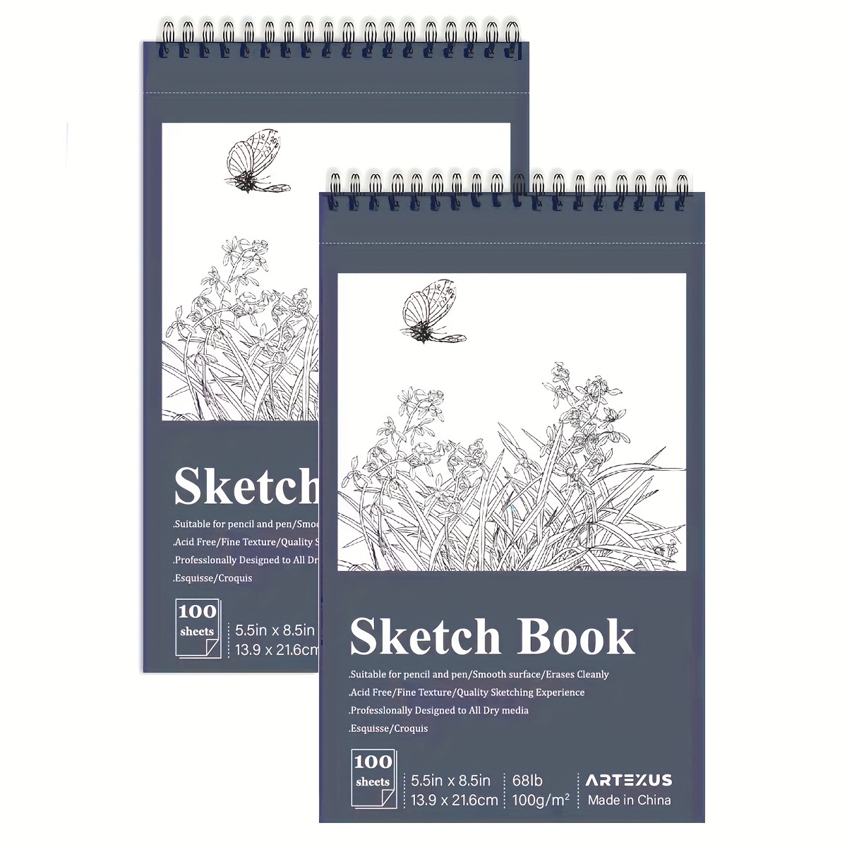 1 Pc Sketchbook For Drawing, Sketch Book 5.5x8.5 Inches, 100 Sheets  Spiral-bound Sketch Pad, (68lb/110gsm) Drawing Paper Pad, Art Supplies For  Colored And Graphite Pencils, Charcoal, & Soft Pastel., Today's Best Daily  Deals