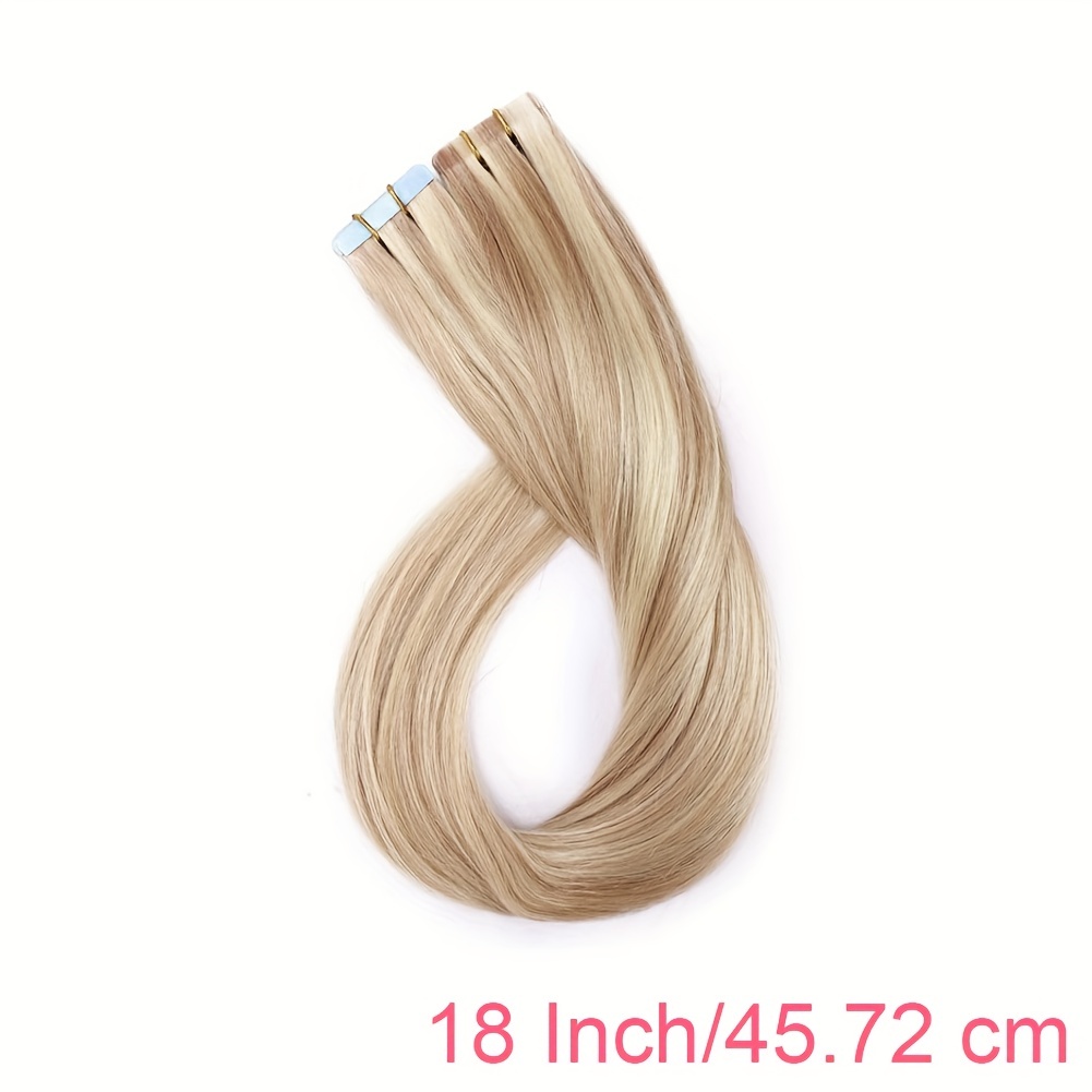 Tape In Hair Extensions Human Hair Light Blonde Highlighted Temu Ireland