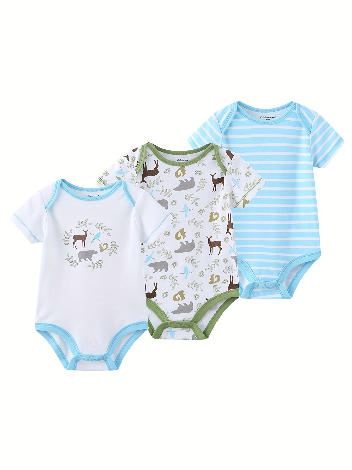 Kiddiezoom Newborn Baby Unisex Cotton Bodysuits 0-12 Months Baby