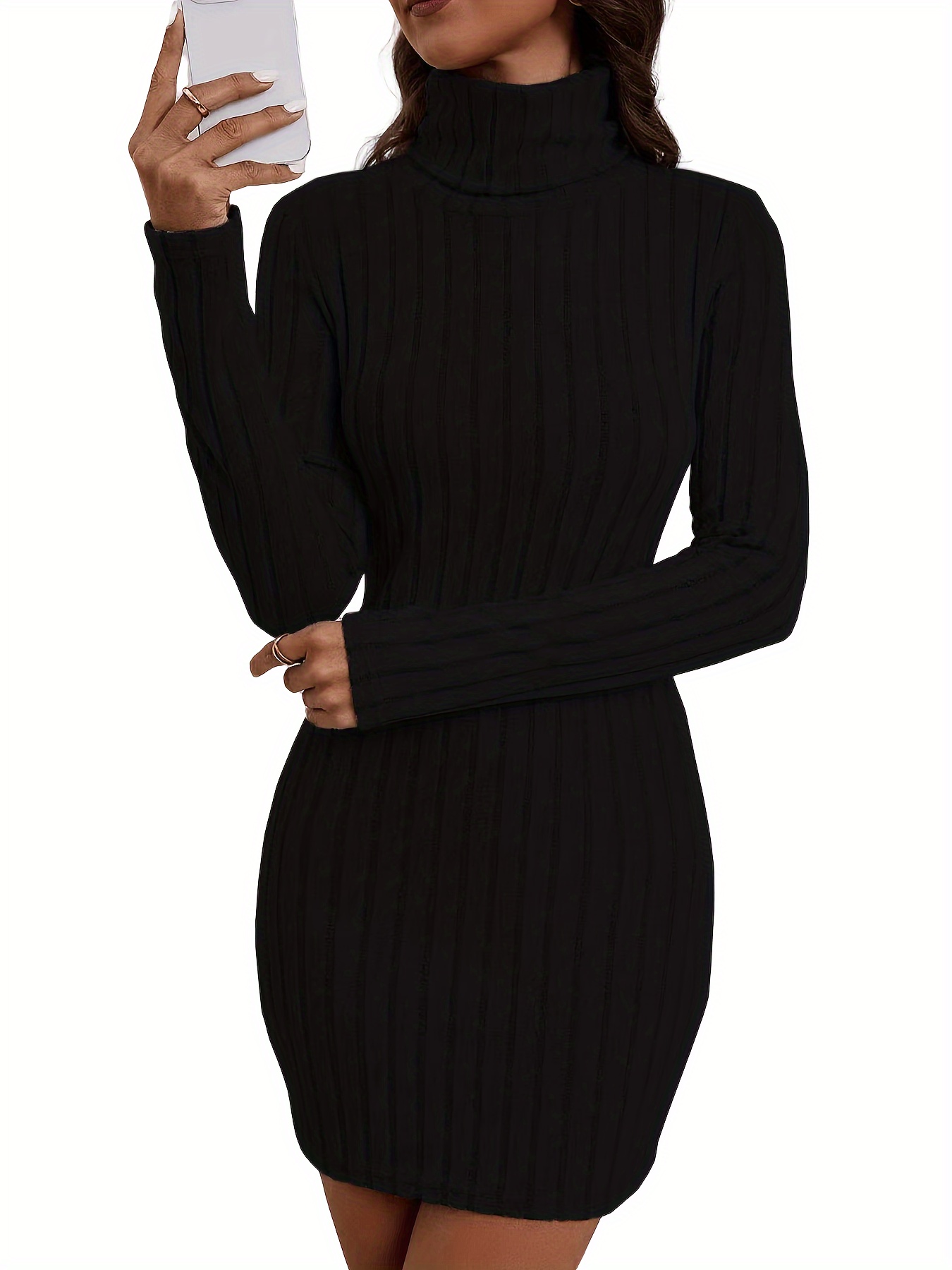 Long sleeve discount turtleneck bodycon dress