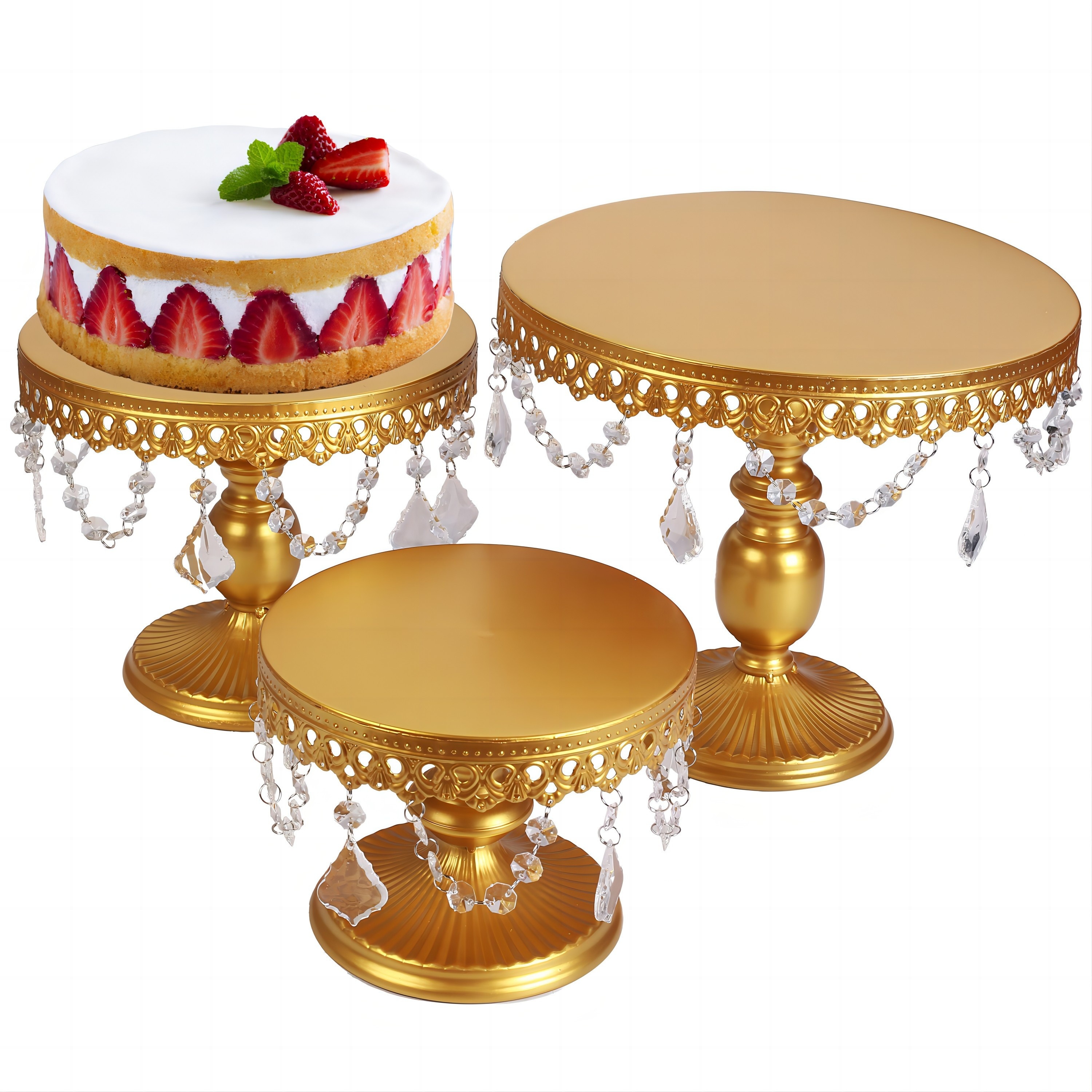 10 soportes dorados para tartas para mesa de postres, juego de soporte de  metal de cristal para tartas, soporte para cupcakes, postres, pastelería