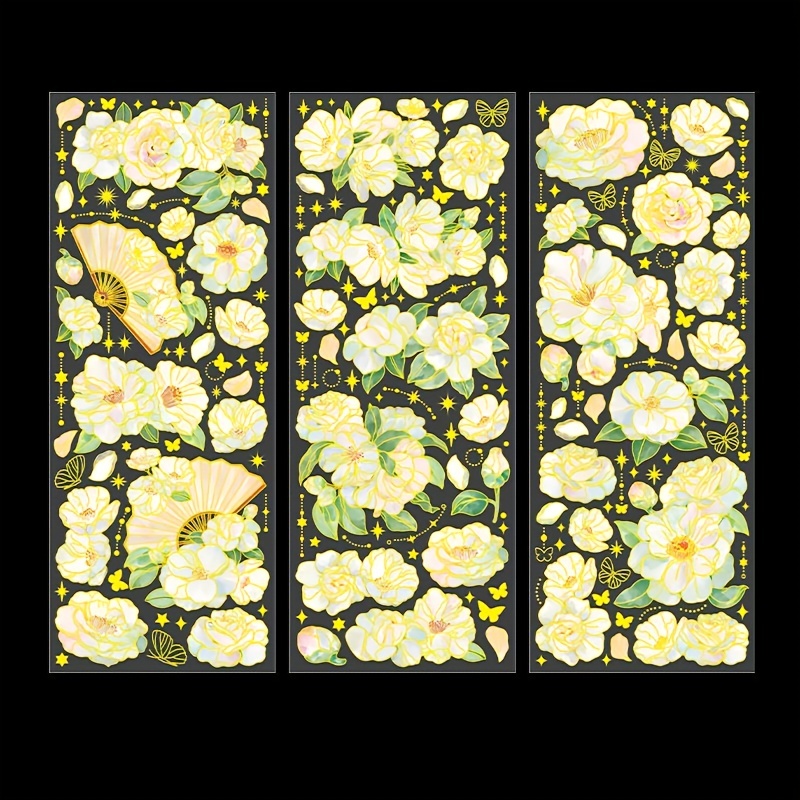 Stickers Flowers Blooming Series Three dimensional Laser - Temu
