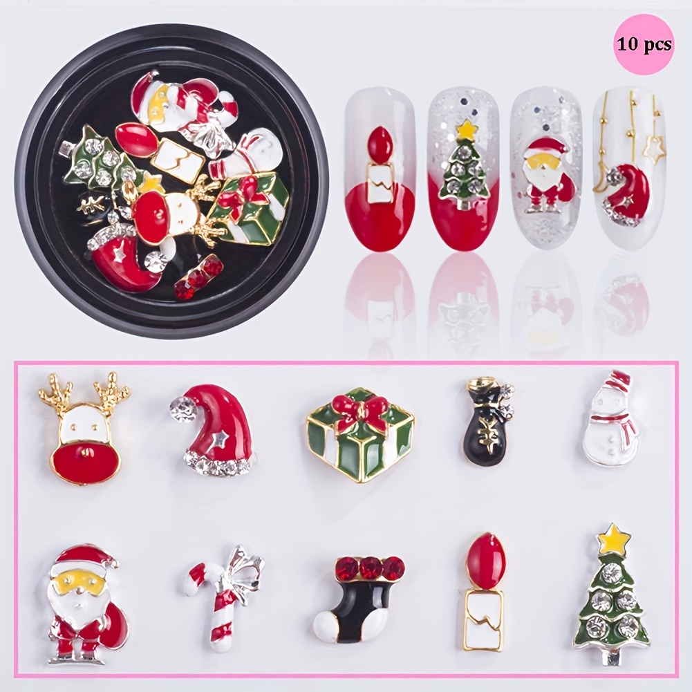 Radom christmas Nail Art Charms alloy Santa Claus Christmas - Temu