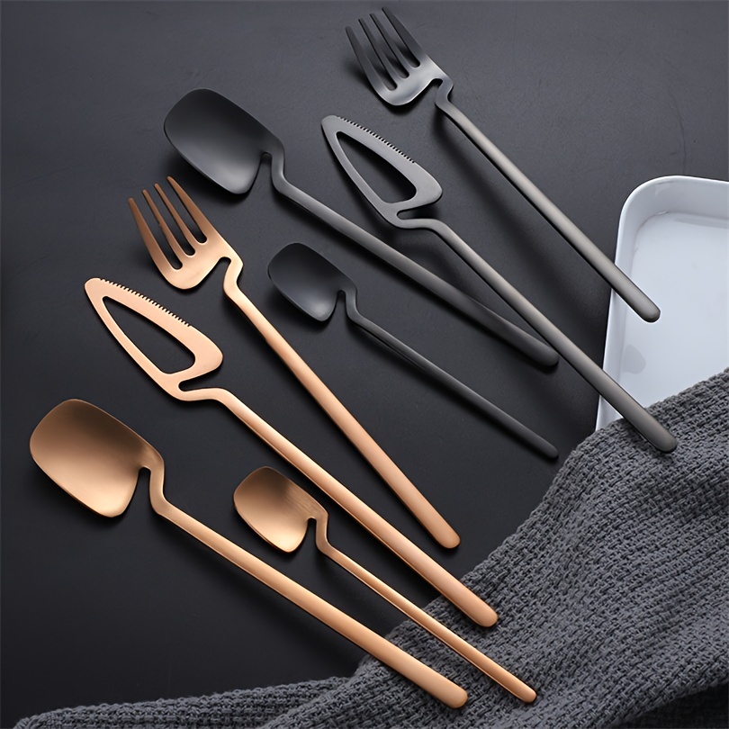 68 Piece Black Silverware Set with Steak Knife for 8, Black Stainless Steel  Flatware Cutlery Utensil Set, Home Kitchen Tableware Set Fork Knife Spoon