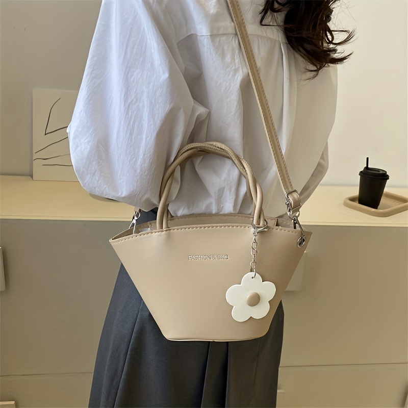 Solid PU Leather Crossbody Bag Zipper Girl's Handbag
