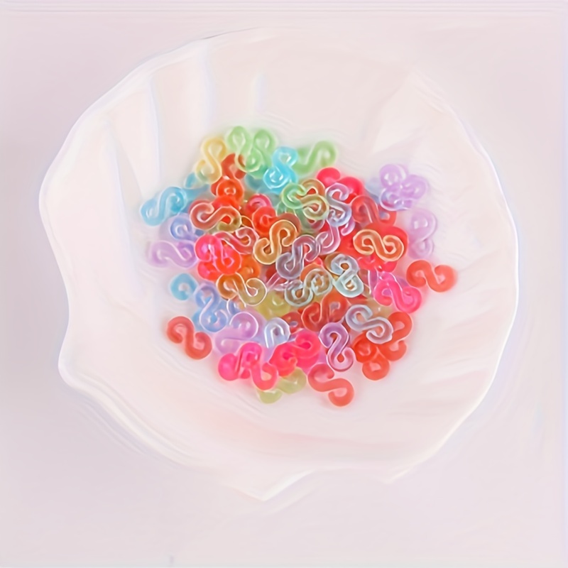 SDJMa 300 Pcs Loom Rubber Bands S Clips Clear Plastic Band Clips