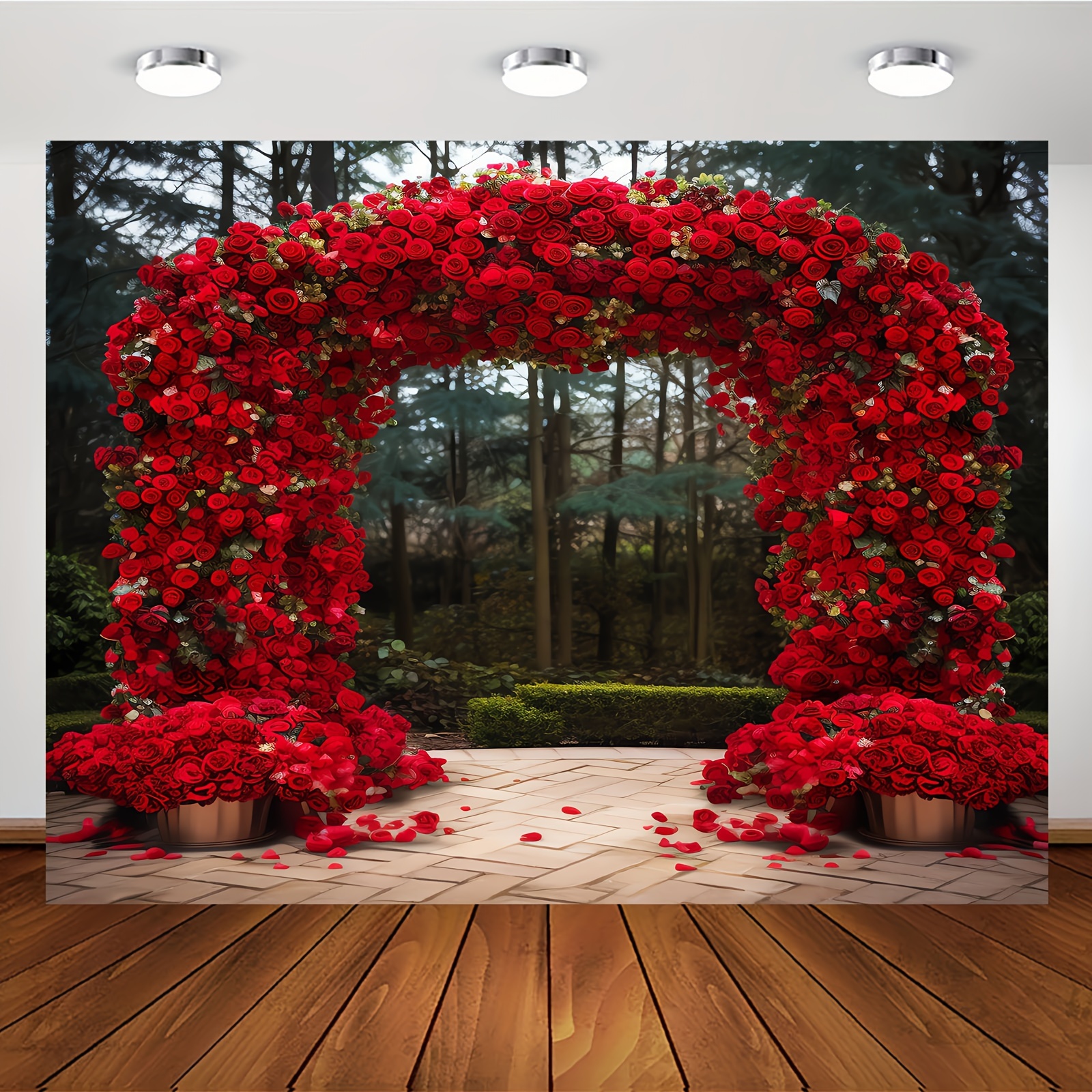 Photography Backdrop Red Rose Arch Photography Backdrop - Temu