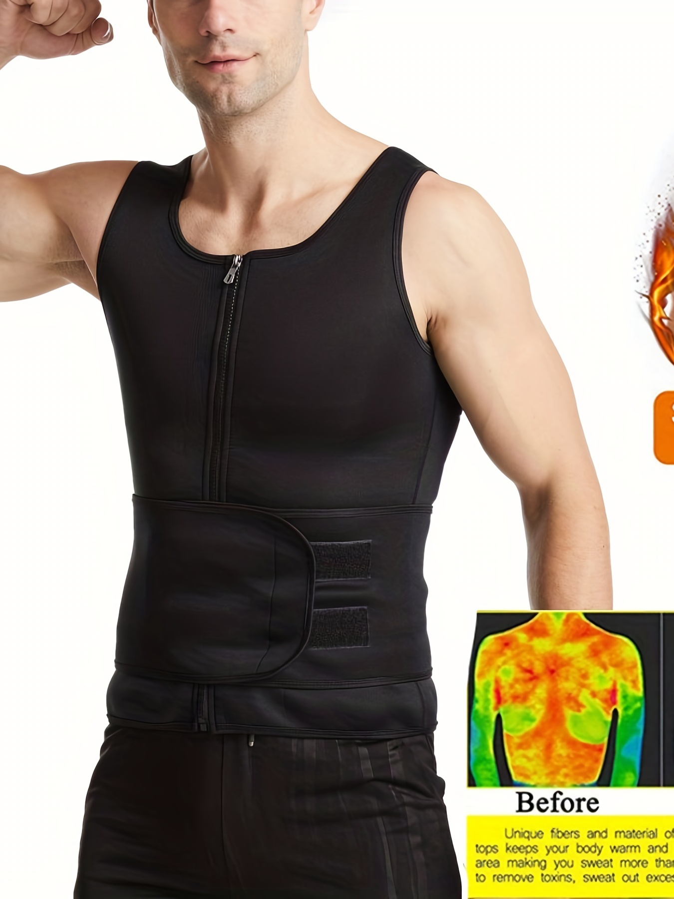 Men's Waist Trainer Corset Slimming Body Shaper Tummy Control 3 Row  Hook-Eye Closure Zipper Slimming Wrap For Workout Sports Fitness Gym