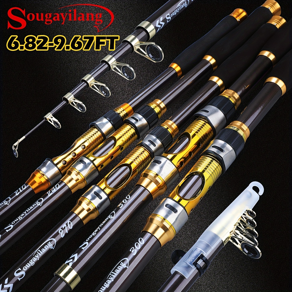 Sougayilang 4 Sections Fishing Rod Ultralight Carbon Rod - Temu