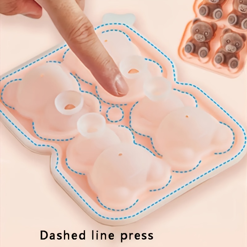 Cute teddy bear ice cube making mold, splash-proof and easy to fall off,  for refrigerator with container cute bear ice cube tray to make frozen