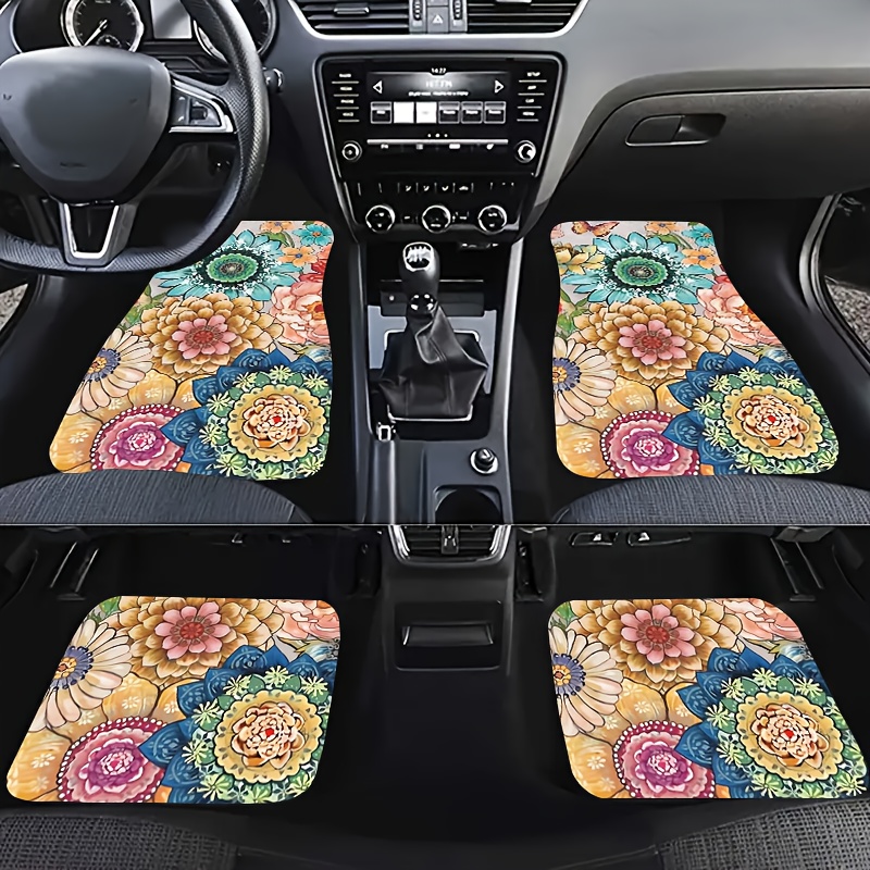 2 4pcs Sunflower Car Floor Mats Universal Fit Rubber Anti - Temu