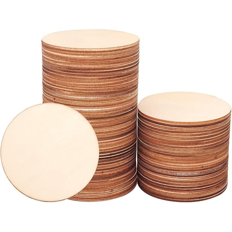 Small Wood Circles Round Wood Discs Diy Round Blank Wooden - Temu