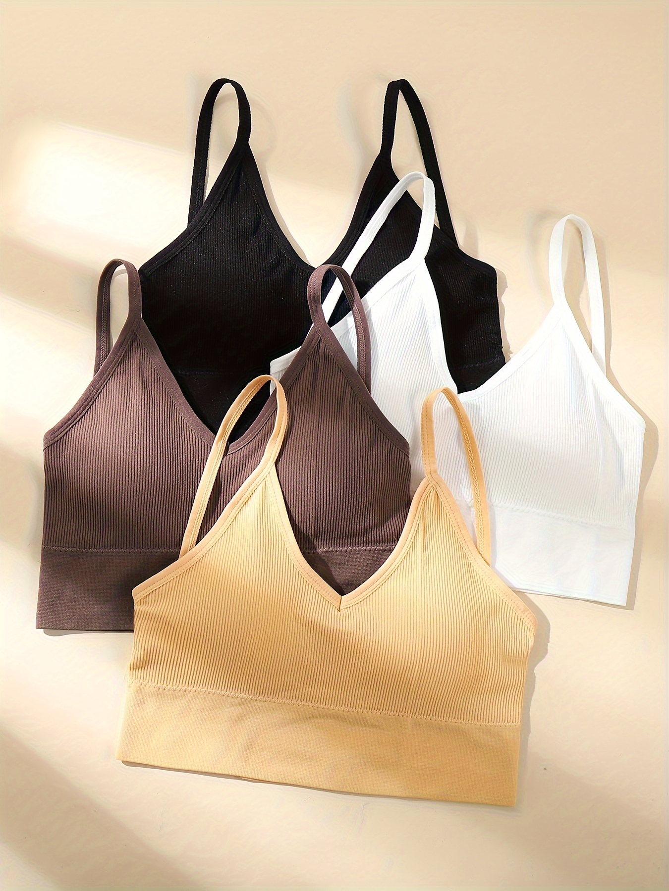 Simple Solid Wireless Bras Comfy Breathable Stretch Padded - Temu