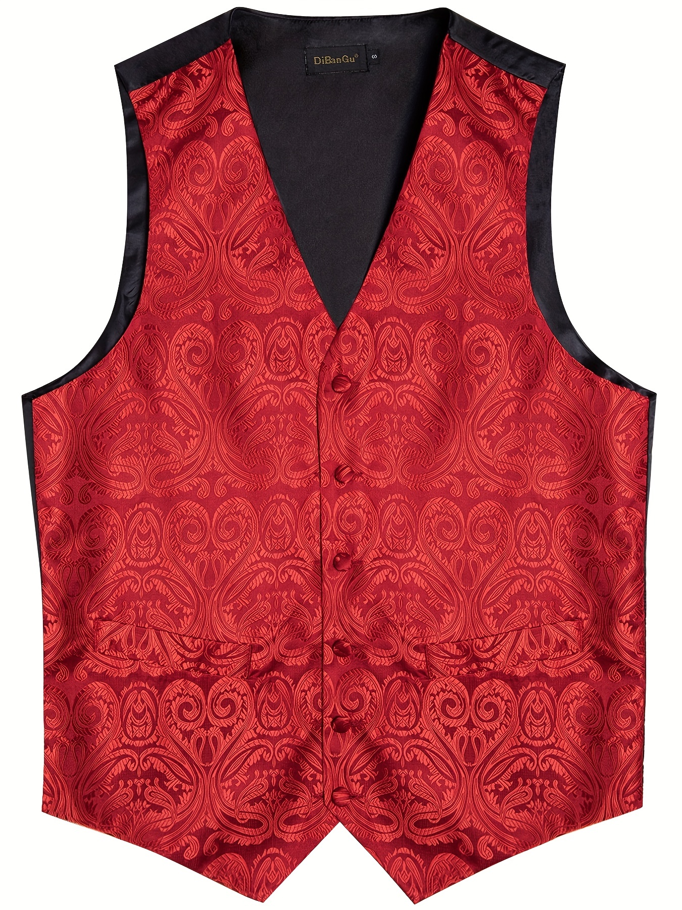 Dibangu Men's Suit Red Waistcoat Set Paisley Vest Silk - Temu Canada
