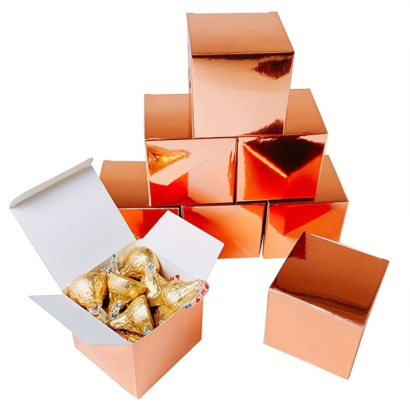 40 cajas cuadradas de regalo de fiesta de boda, cajas de regalo pequeñas  para dulces con cintas doradas para bodas, despedidas de soltera, baby