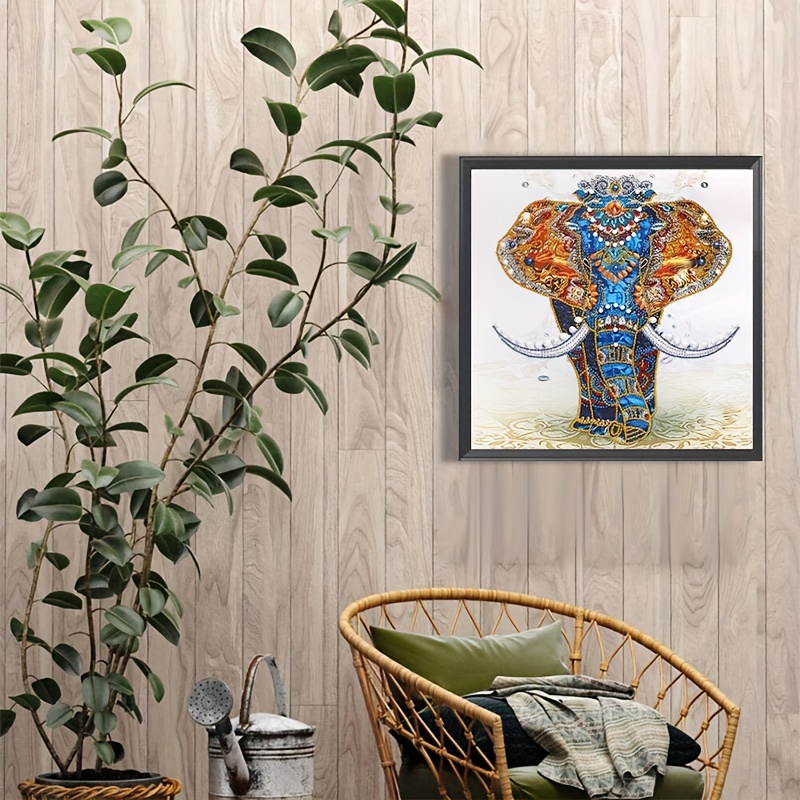 1pc 5D Diamond Painting Kit - Elephant Shaped Diamond - Frameless - 15.7x15.7 Inches - Adult DIY Art Project - Relaxation And Stress Relief - Perfect Gift For Any Occasion