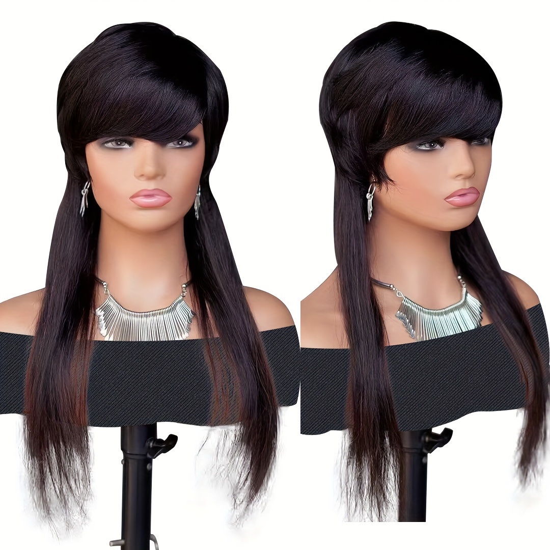 Mullet Wig Straight Brazilian Remy Human Hair Wigs For Women - Temu