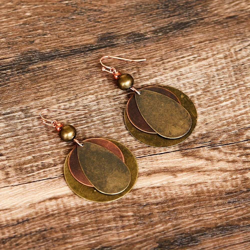 Bohemian Vintage Round Water Drop Shape 3 Layer Dangle Earrings