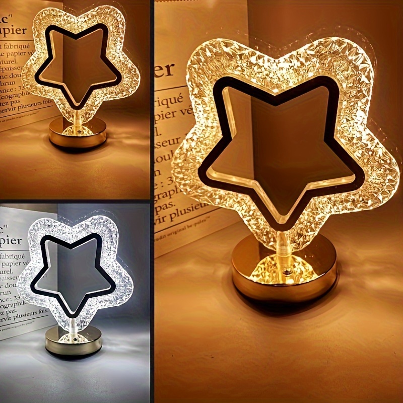 Lampe En Cristal En Forme D'étoile, Lampe Tactile De Chambre À