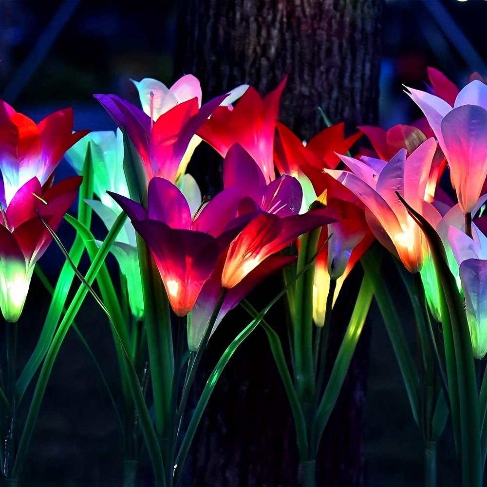 4pcs Solar Flowers Lights Garden Stake Outdoor 16 Head Lily Color  Changing Pathway Lamps For Garden Patio Yard Party Wedding Holiday Outdoor  Decoration Home  Kitchen Temu Bulgaria