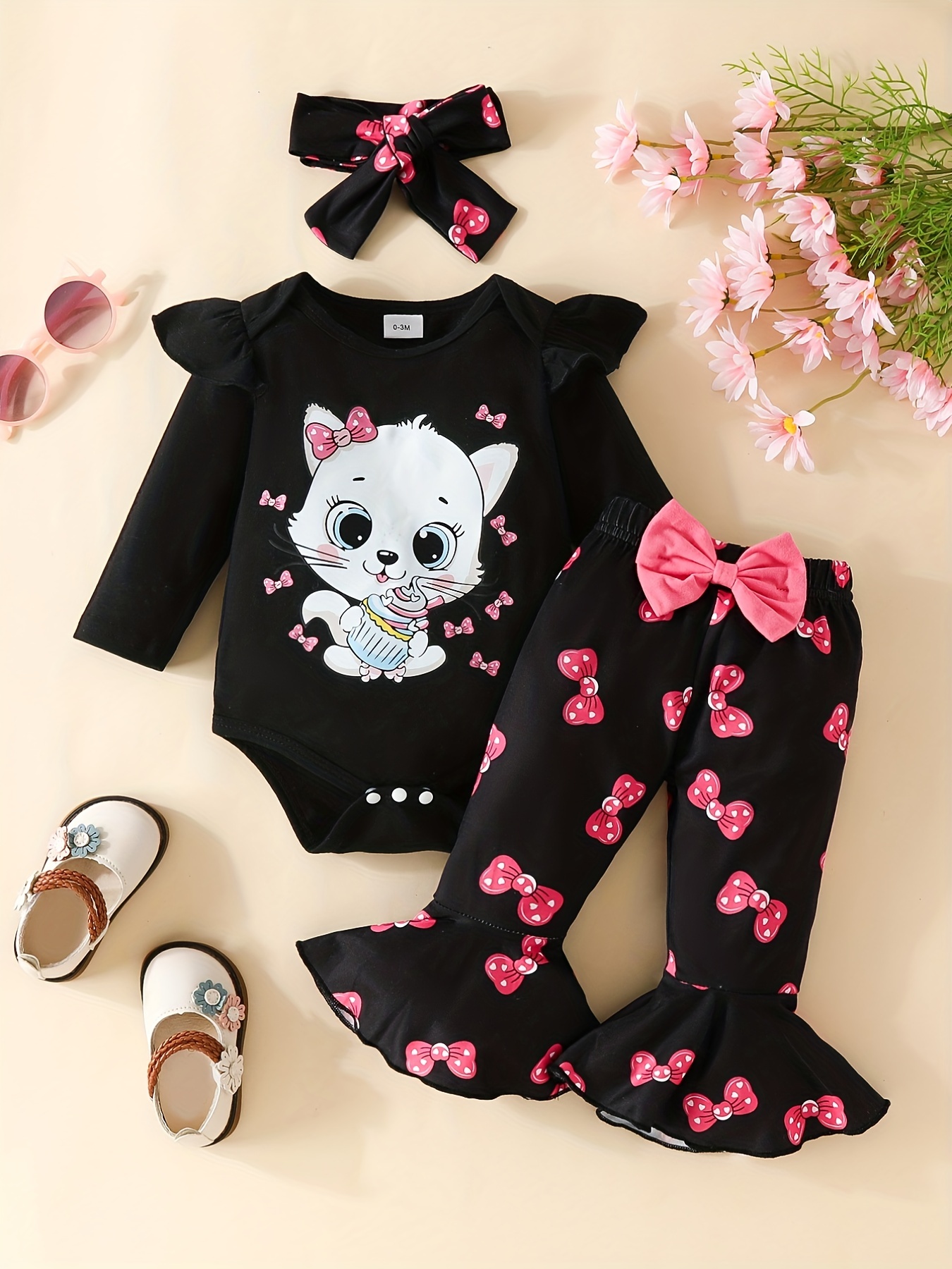 2-piece Kid Girl Animal Cat Print Hoodie Sweatshirt and Colorblock