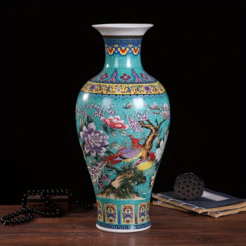 1pc Enamel Colored Vase, Ceramic Decoration Vase Crafts, Porcelain Decoration Vase, Antique Office Furniture Decoration
