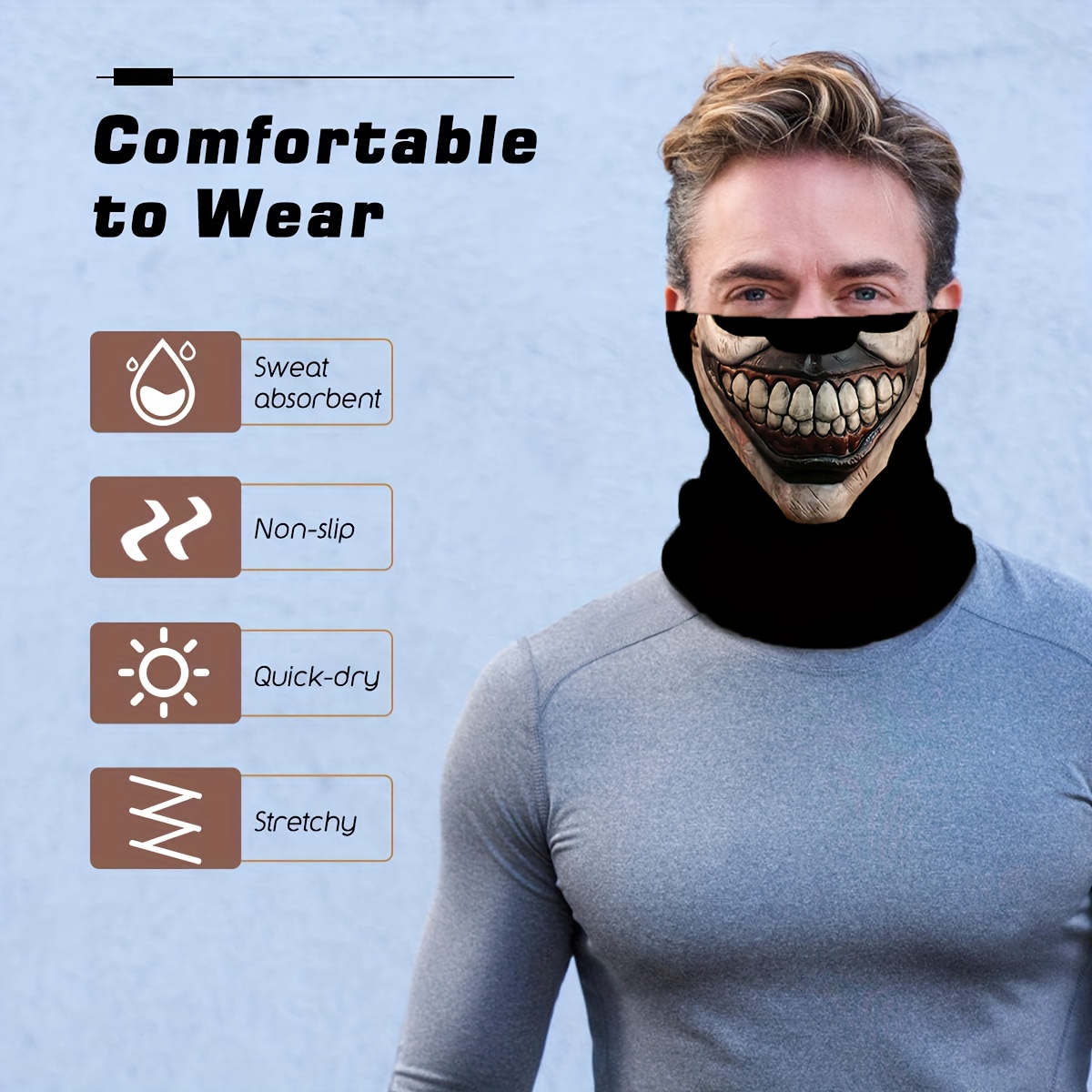 Ride Face Mask, Motorcycle Riding Ear Hanging Half Face,Cooling Neck Gaiter Bandana Face Mask,Summer Scarf Cover Sun UV Protection for Cycling