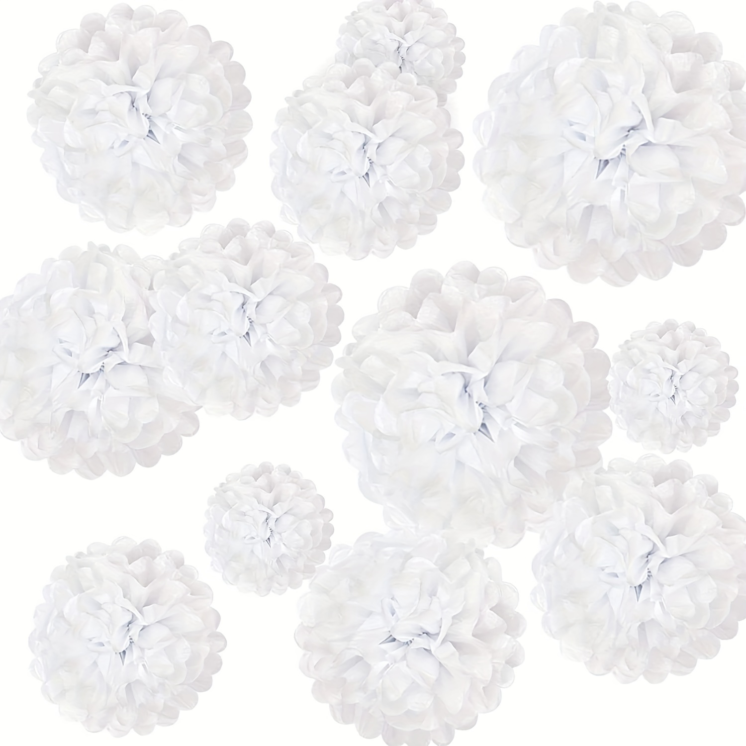 12 Dark Green Tissue Paper Pom Poms Flowers Balls, Decorations (4