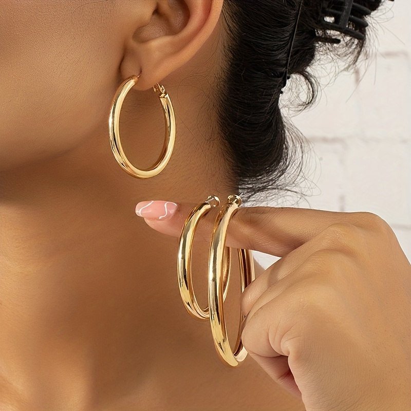 

6 Pieces Golden Hoop Earrings Elegant Hip Hop Style Alloy Jewelry Exquisite Female Gift Daily Casual