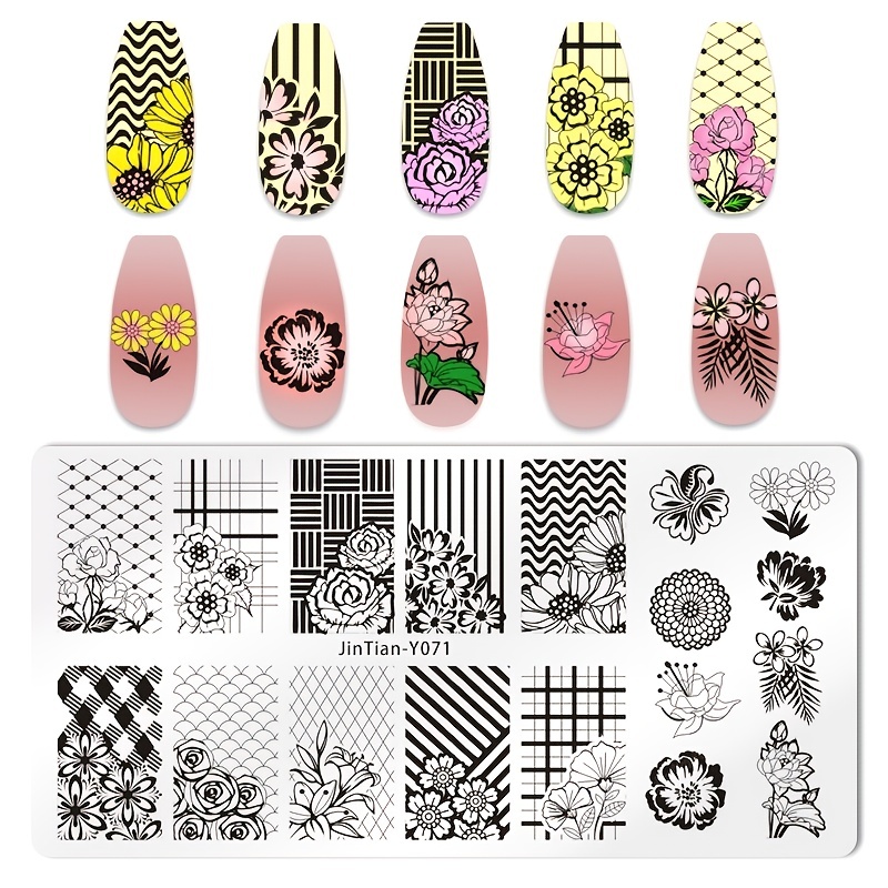 Unicorn Flower Leaves Animal Nail Art Stamping Plates - Temu