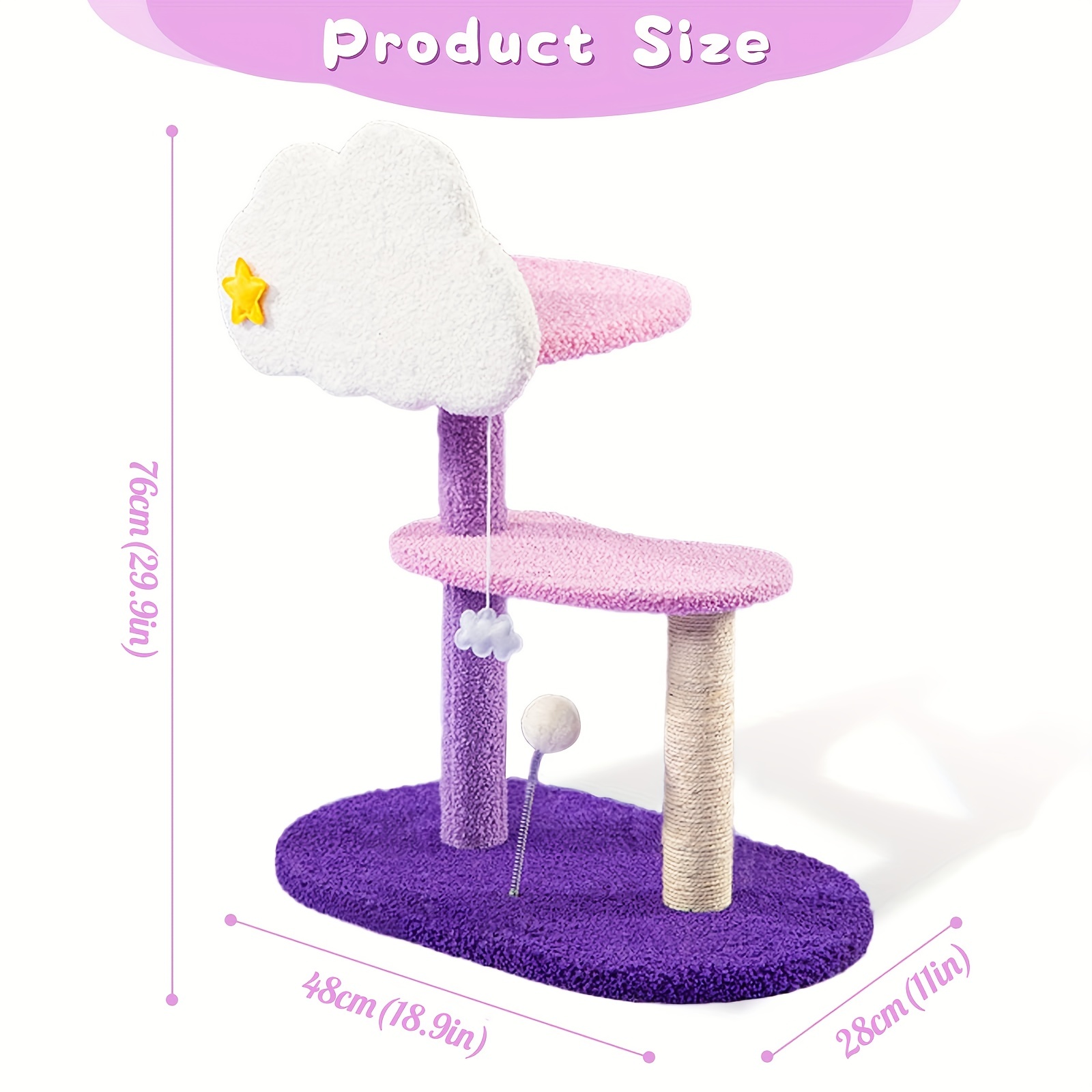 Cat Tree Cat Tower Cat Scratching Post Cat Climbing Tower For Indoor Cats Purple Pink Cat Activity Trees Jumping Platform details 0