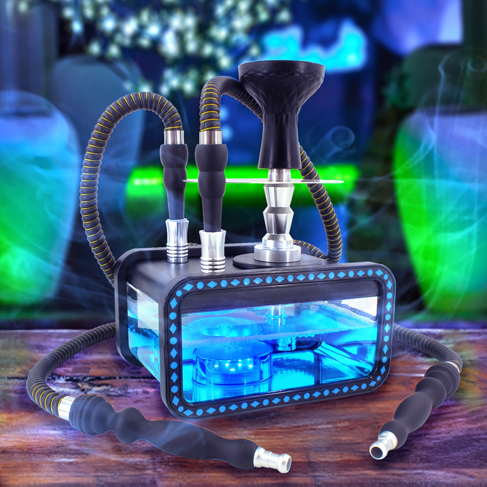 Square Acrylic Hookah Pipe Set with LED Lighting – The Ultimate