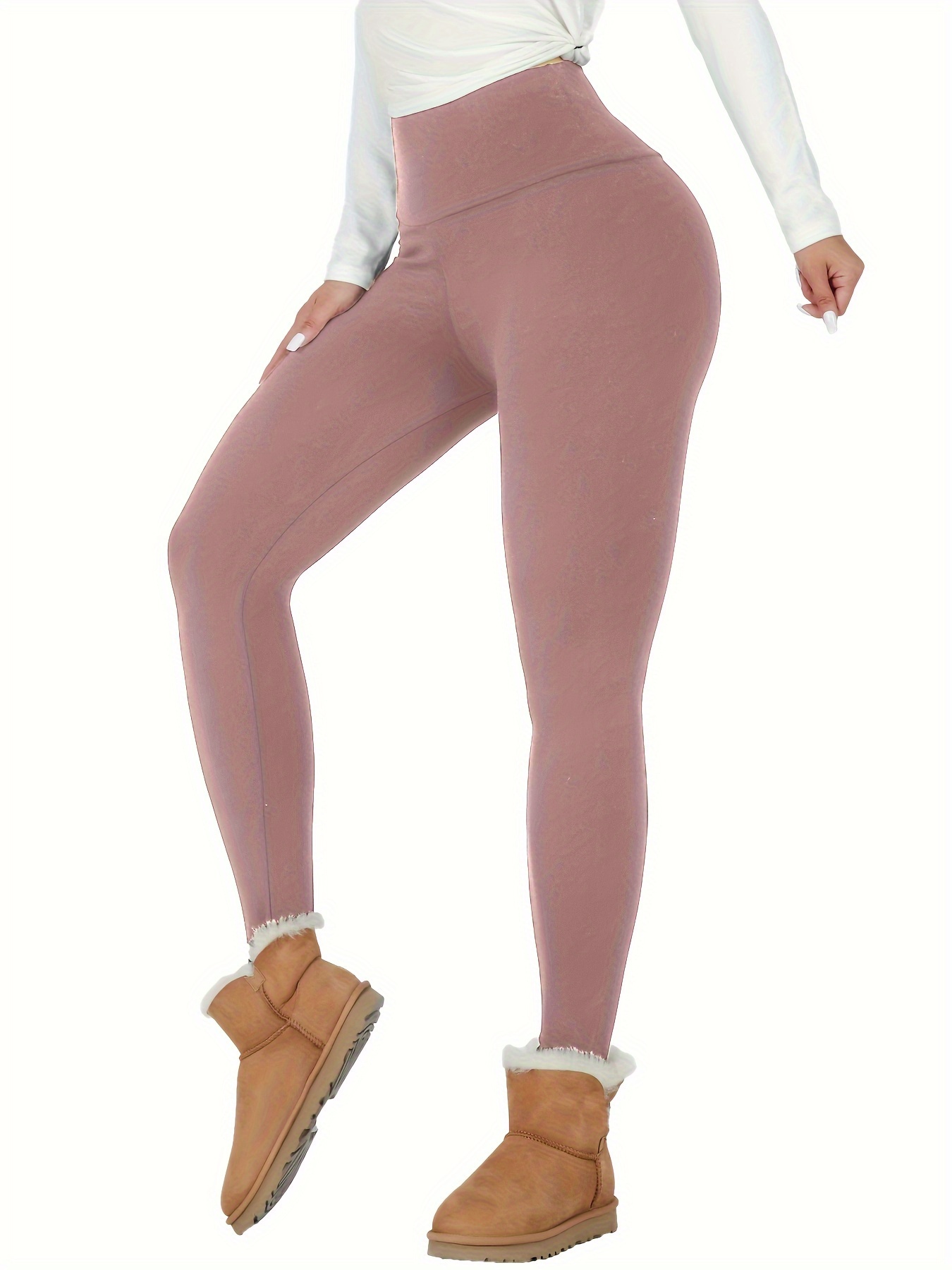CAICJ98 Womens Leggings High Waisted Lined Leggings Women Water Resistant  Warm Running Pants Thermal Insulated Hiking Leggings with Pockets Pink,XL 