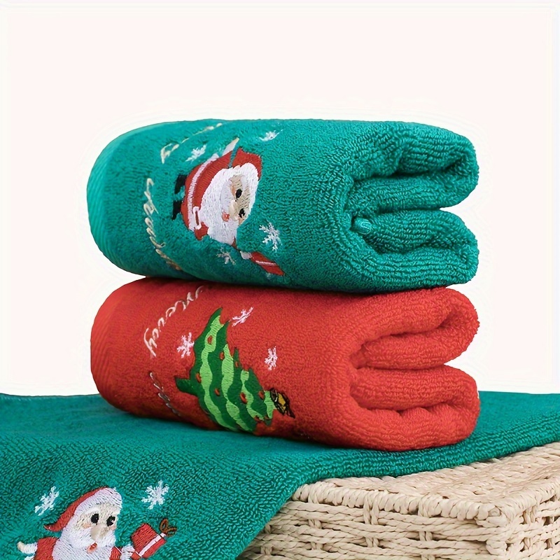 Face Washing Cloth Christmas Tree Santa Claus Embroidered Towel Highly  Absorbent Bathroom Towel Kitchen Dish Towels Red/Green - AliExpress