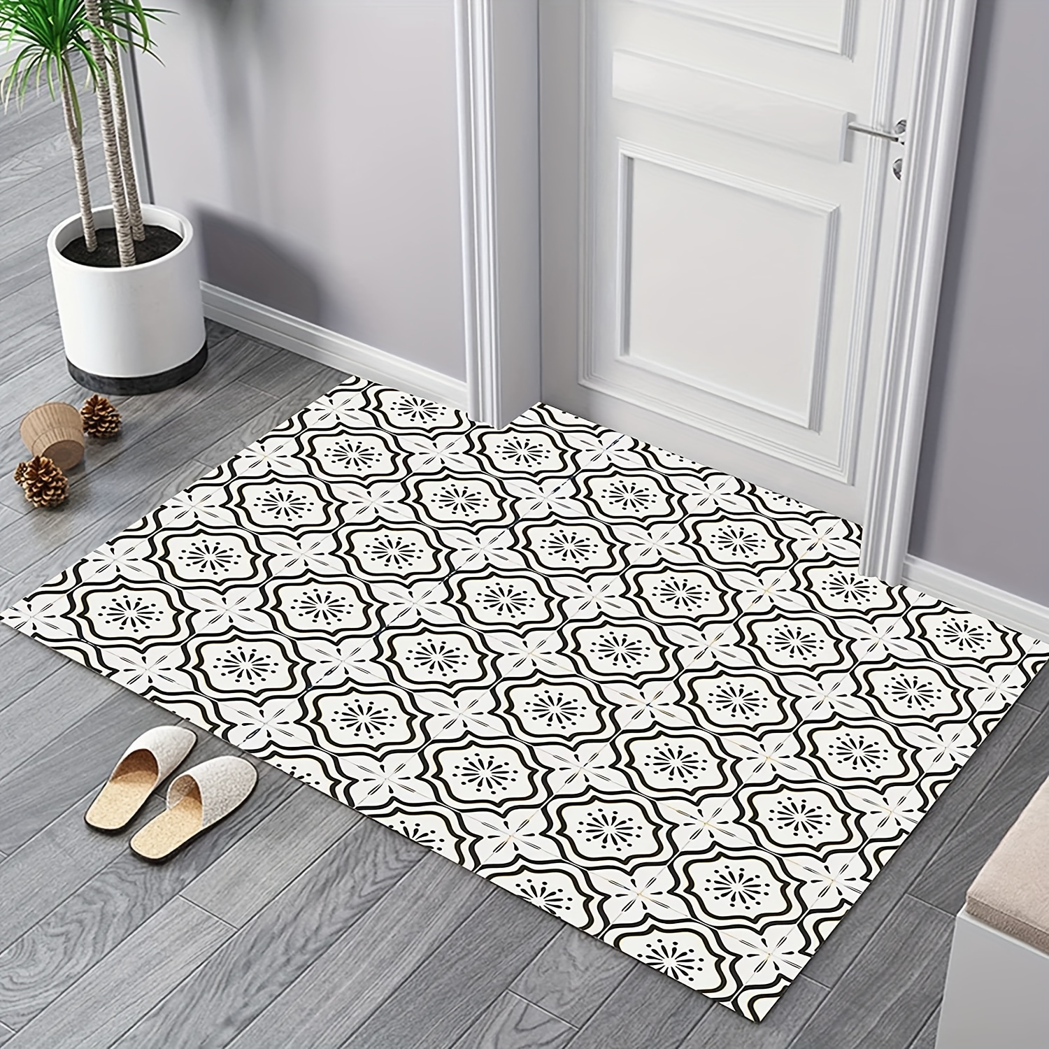 10pcs Gery Flower Adhesive Floor Tiles Vinilo Suelo - Temu