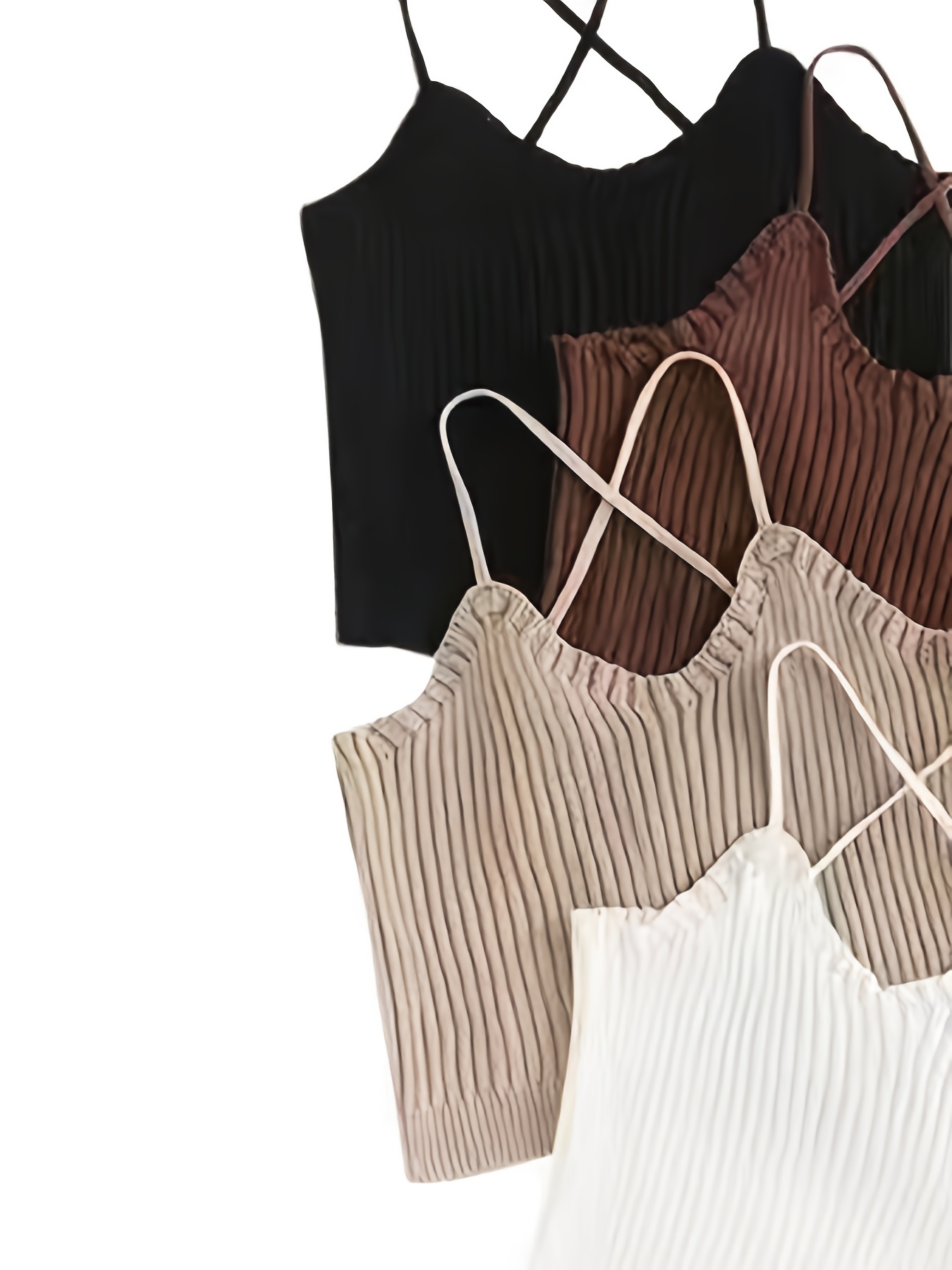4 Pack Backless Cami Tops Stretchy Sleeveless Crew Neck Casual Women's Clothing