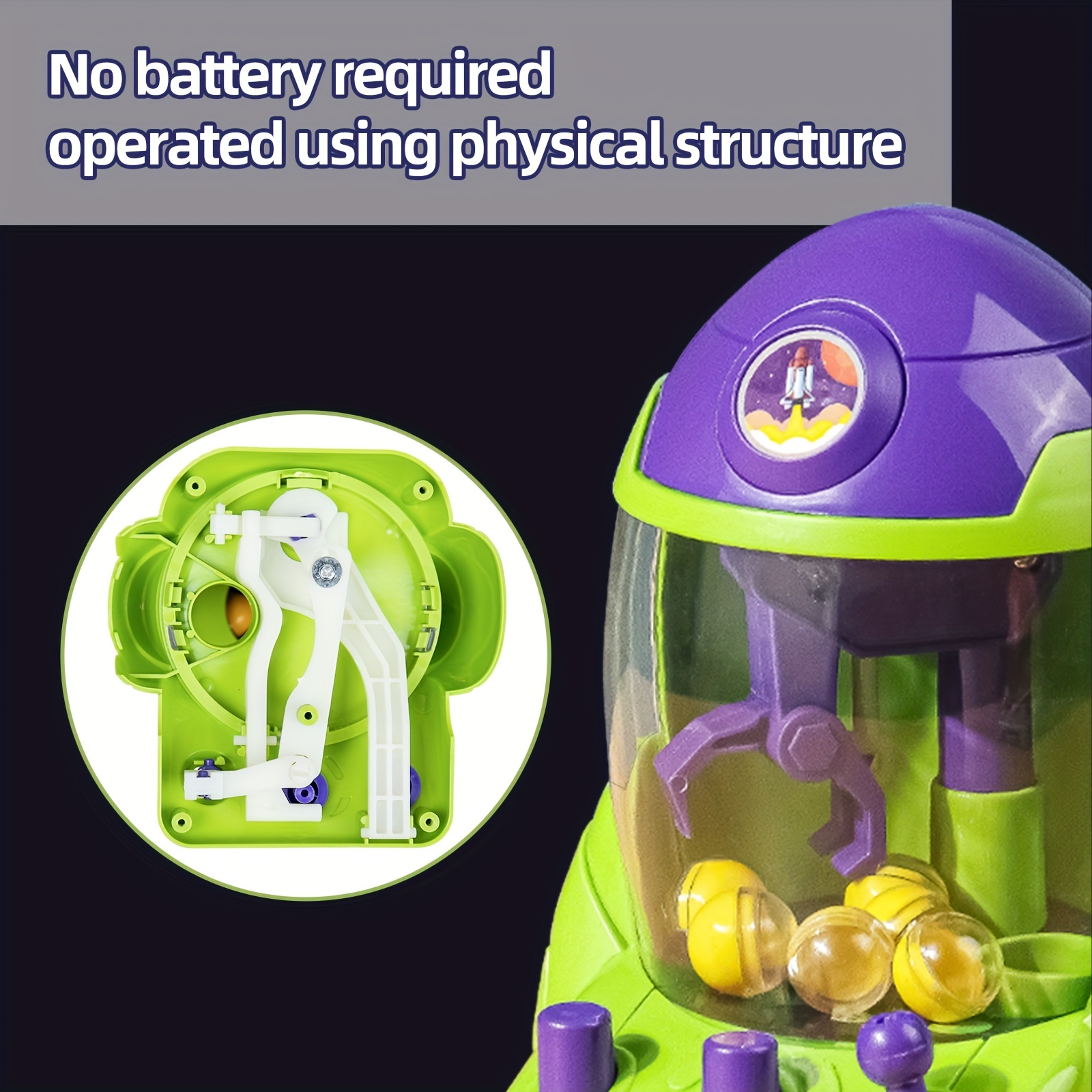Mini Claw Machine For Kids Cartoon Rocket Shaped Ball Catching
