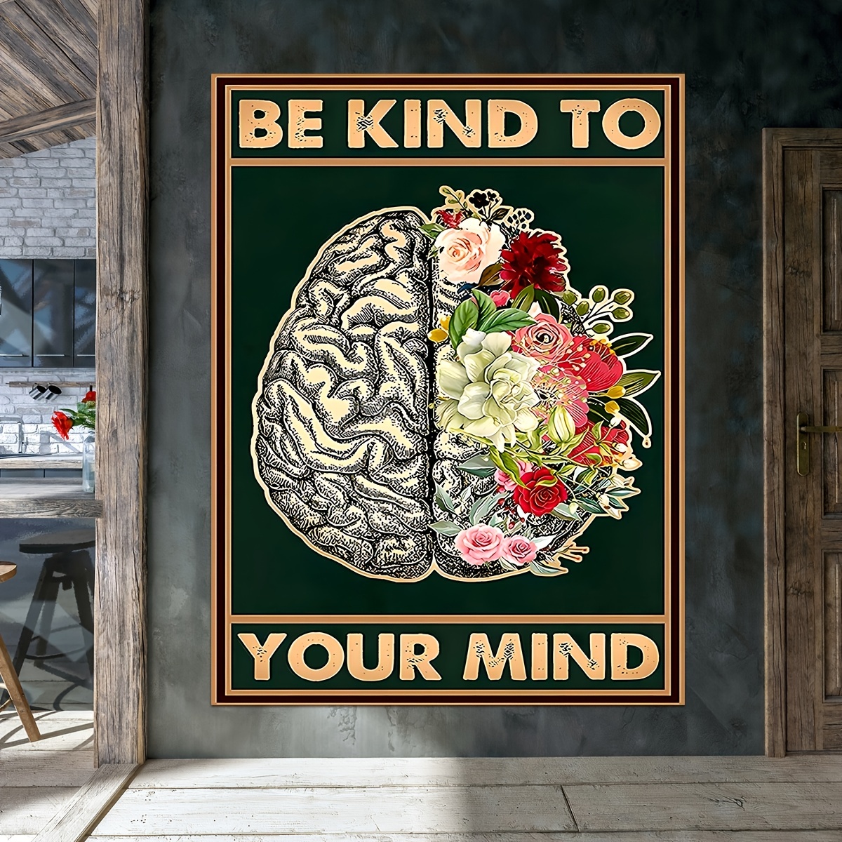1pc Be Kind To Your Mind Vintage Poster | Mental Health Awareness | Home & Kitchen Decor
