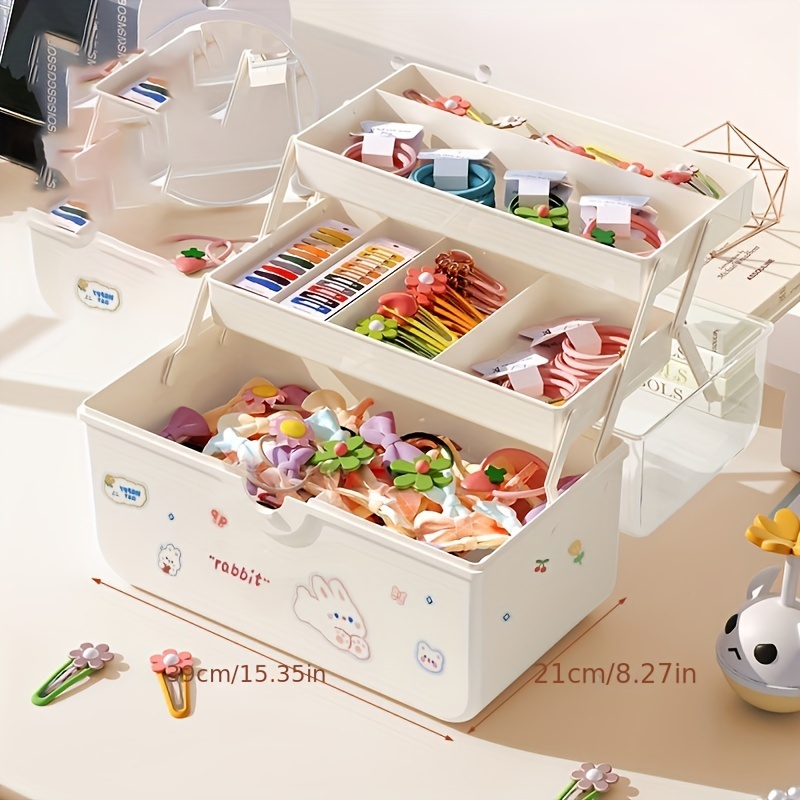 3-layer Kawaii Hair Clips Storage Box, Desktop Hair Band Storage Box For  Hair Clips, Beads, Jewelry, Household Storage Organizer For Bedroom,  Desktop, Vanity, Home, Dorm, Gifts - Temu