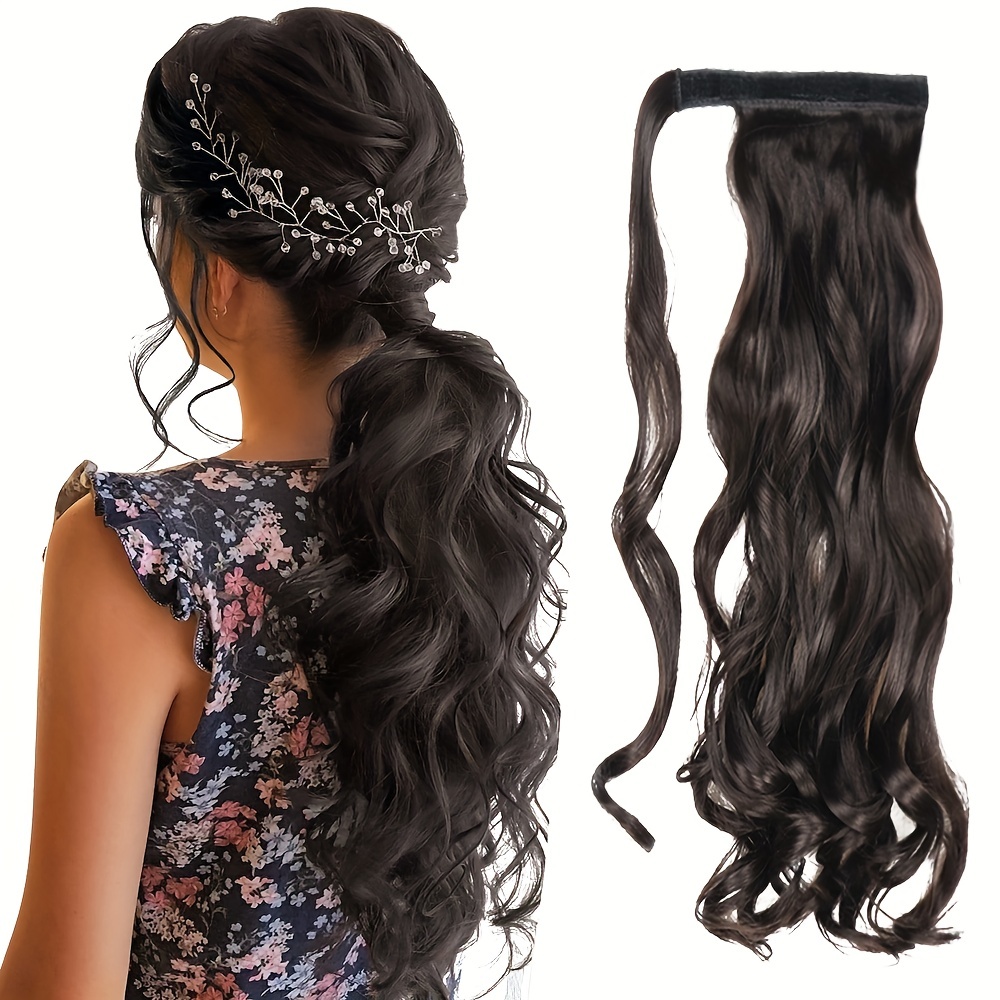 Curly Hair Extension Wrap Around Long Hairpiece Ash Blonde Ginger Brown