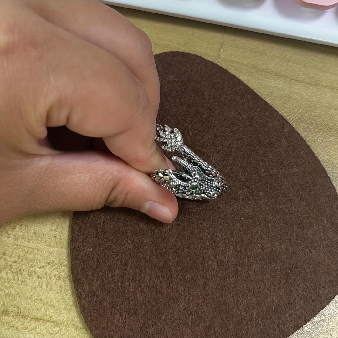 Vintage Men's Rhinestone Dragon Shape Ring Adjustable Ring
